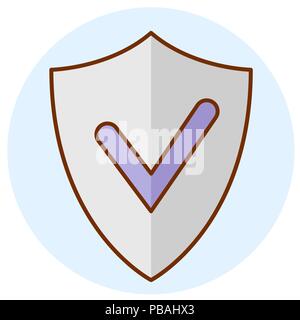 Colored "protected" icon. "Secure" sign, abstract shield. Trendy flat line  design. Colorful vector illustration Stock Vector