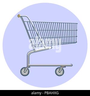 Shopping cart. Flat line design. Detailed vector icon. Stock Vector