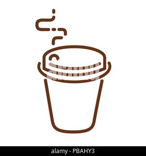 "Take away' coffee or tea cup icon. Flat line design. Dotted contour. Vector illustration.Œ Stock Vector