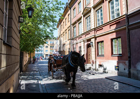 Fiaker, Horse & Carriage in Warsaw Stock Photo