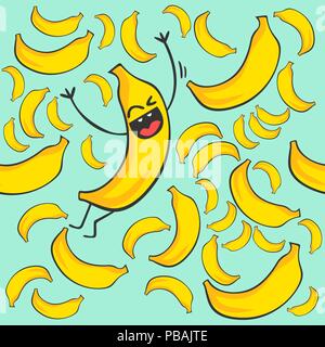 Happy banana texture, vector illustration Stock Vector