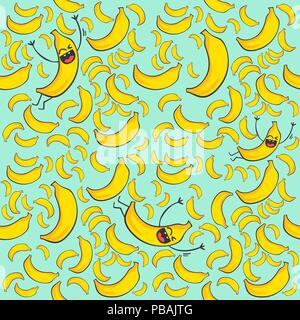 Happy banana texture, vector illustration Stock Vector