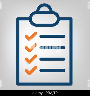 ?hecklist on a clipboard paper, flat line done icon, vector object Stock Vector