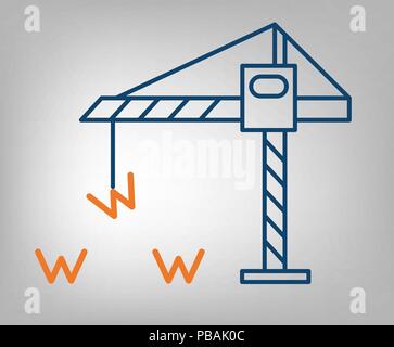 Site development icon, web design sign, vector illustration of crane building www Stock Vector