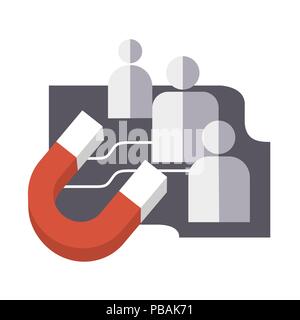 Customers attracting magnet, flat style vector icon isolated on white Stock Vector