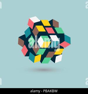 Abstract 3d cubes form, team building concept, vector illustration Stock Vector