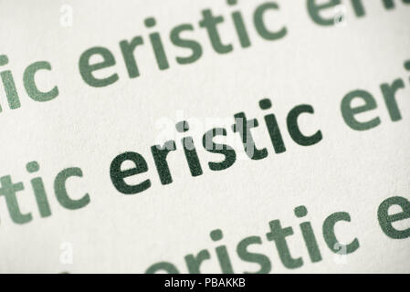 word eristic printed on white paper macro Stock Photo