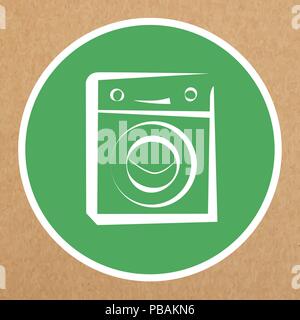 Washer icon, vector sign of cute kawaii washing machine Stock Vector
