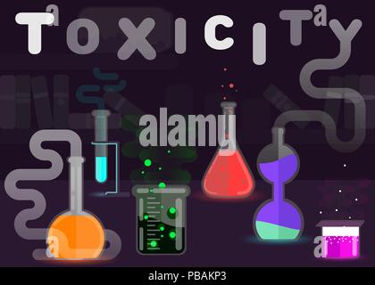 Toxicity sign, toxic chemicals flat style vector illustration Stock Vector
