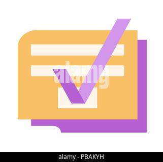 Login form with check tick, flat style vector icon isolated on white Stock Vector