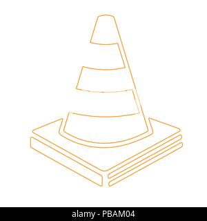Traffic cone, futuristic line vector icon Stock Vector