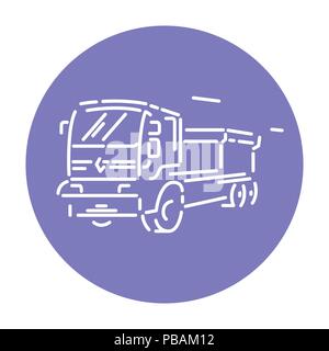 Truck vehicle line icon, detailed vector sign Stock Vector