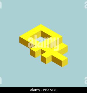 Ruble sign cubes form, ruble fell. Isometric russian currency icon, vector illustration Stock Vector