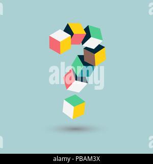 Question mark cubes form, isometric doubts, vector illustration Stock Vector