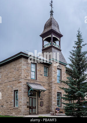 Old Rock School, now the Old Rock Community Library, Crested Butte, Colorado. Stock Photo