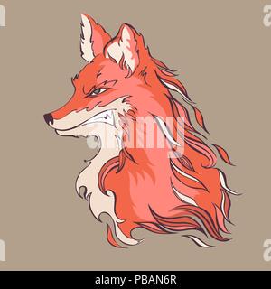 Angry fox, detailed cartoon style vector illustration Stock Vector