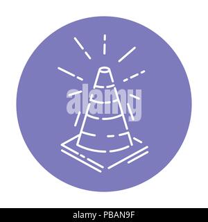 Traffic road cone icon, line vector sign Stock Vector
