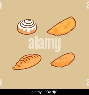 Vector set of fast food in line style of flat design Stock Vector