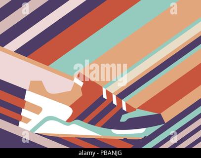 Sneaker shoe on polygonal background. Vector illustration Stock Vector