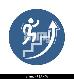 Success vector icon. Abstract stencil man running up career ladder Stock Vector
