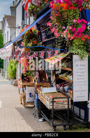 Greengrocers shop in the High Street, Crickhowell, Powys, Wales Stock Photo