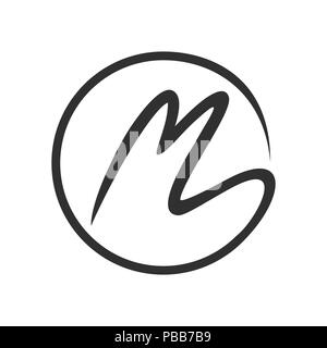 Initial M Stroke Circle Lettermark Vector Symbol Graphic Logo Design Template Stock Vector