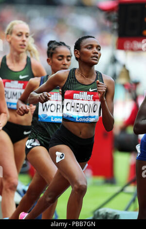 Eva CHERONO (Kenya) competing in the Women's 3000m Final at the 2018, IAAF Diamond League, Anniversary Games, Queen Elizabeth Olympic Park, Stratford, London, UK. Stock Photo