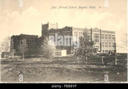 . English: Normal School Regina Saskatchewan 1914.The Normal School was once the home of the Provincial Museum of Natural History. The displays were moved there from the Legislature, where some of the items had been damaged by the 1912 tornado that struck the city. circa 1914 1116 Normal School Regina Saskatchewan 1914 Stock Photo