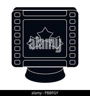 Award in the form of a video tape for best actor.Movie awards single icon in black style vector symbol stock web illustration. Stock Vector