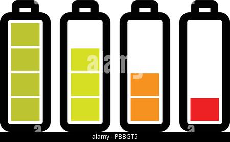 Level of the battery charge on white background Stock Vector