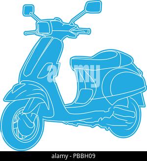 Retro blue motor scooter - moped Stock Vector