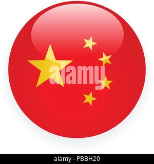 China flag round button icon on white background Stock Vector