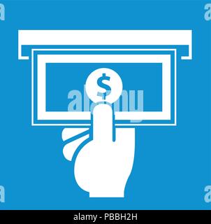 ATM icon, banknote sliding from atm slot - hand with dollar Stock Vector