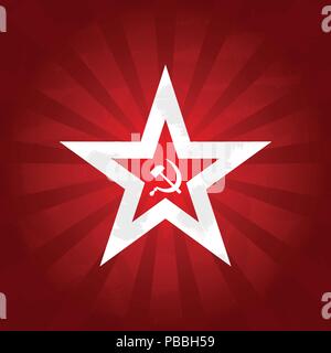 Communism symbols - red star with sickle and hammer Stock Vector