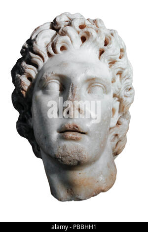 Seville, Spain - July 7th, 2018: Alexander the Great portrait from Hadrian Rule, Archaeological Museum of Seville, Andalusia, Spain Stock Photo