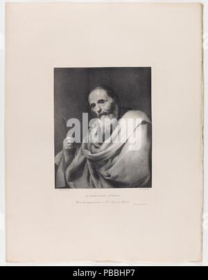 José de Madrazo y Agudo; Real Establecimiento Litográfico de Madrid; Juan Antonio López -Lithographer- (After José de Ribera) / 'Saint Bartholomew'. 1826 - 1829. Lithographic aquatint, Crayon lithography, Pen lithography, Scraper on wove paper. Museum: Museo del Prado, Madrid, España. Stock Photo