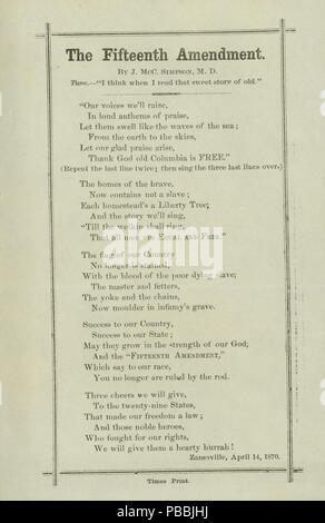 Printed Song Lyrics The Fifteenth Amendment Ca 1870 Stock Photo Alamy