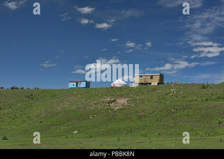 Home on the range, living off the land in the Jyrgalan Valley, Kyrgyzstan Stock Photo