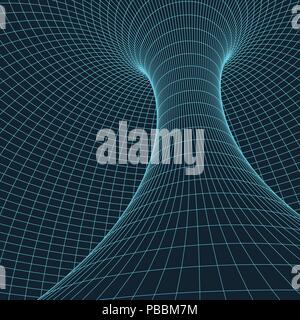 Wireframe mesh polygonal element. Torus with connected lines and dots. Vector Illustration . Stock Vector