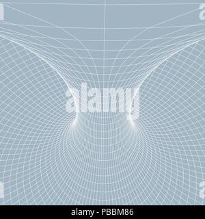 Wireframe mesh polygonal element. Torus with connected lines and dots. Vector Illustration . Stock Vector