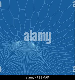 Wireframe mesh polygonal element. Torus with connected lines and dots. Vector Illustration . Stock Vector