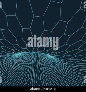 Wireframe mesh polygonal element. Torus with connected lines and dots. Vector Illustration . Stock Vector
