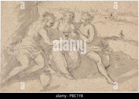 Anonymous / 'Lot and his daughters'. Late XVI - Early XVII century. Wash, Pencil, Grey ink, Grey-brown ink on paper. Museum: Museo del Prado, Madrid, España. Stock Photo