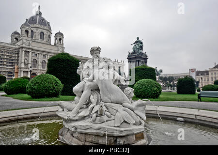 Tritons and Naiads Fountain, Maria-Theresien-Platz, Vienna, Austria Stock Photo