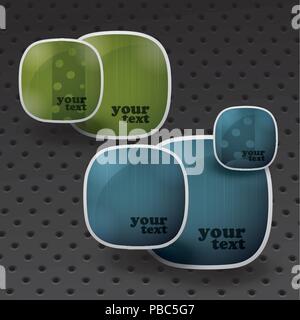 Abstract Glossy Round Speech Bubbles on Perforated Metallic Surface Background - Concept Illustration Template in Freely Editable EPS10 Vector Format Stock Vector