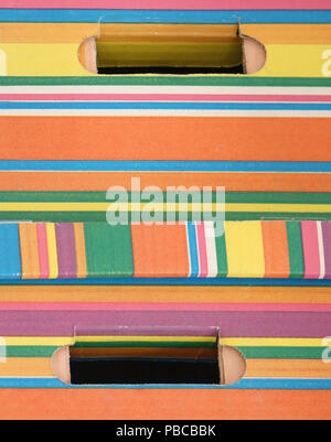 Cardboard box texture with colorful pattern stripes Stock Photo