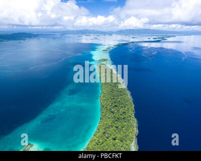 Aerial image of Marovo Lagoon, Solomon Islands Stock Photo