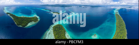 Aerial image of Marovo Lagoon, Solomon Islands Stock Photo