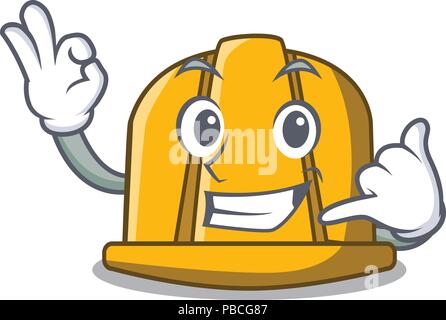Call me construction helmet mascot cartoon Stock Vector