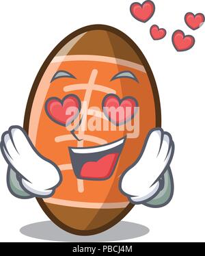 In love rugby ball mascot cartoon Stock Vector